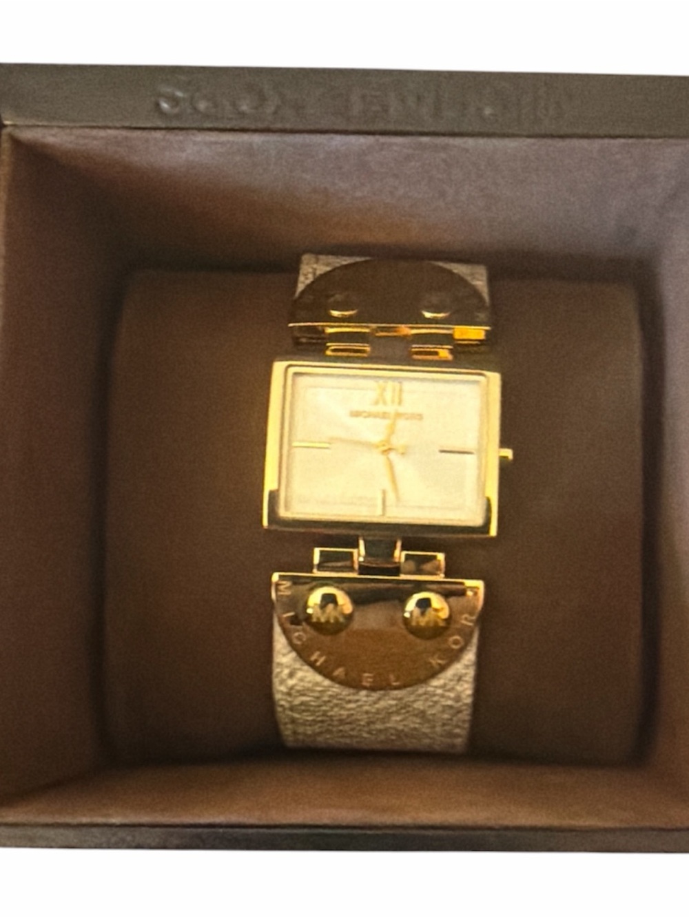 Michael Kors Gold Tone Case with Silver Textured Strap Women's Watch